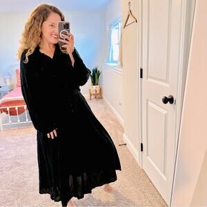 Vintage Go Silk! black Silk Maxi Dress Large